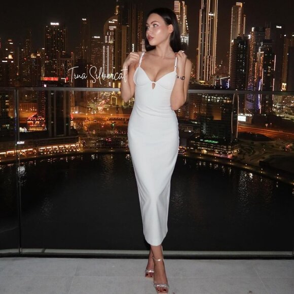 BLOGGER'S FAVE! Zara Stappy Midi Dress White NWT - Picture 10 of 16